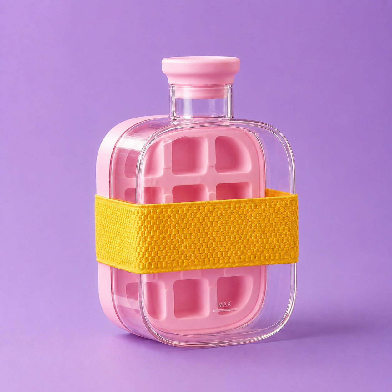 Water Bottle Built-In Ice Mold Leak-Proof Silicone Grip