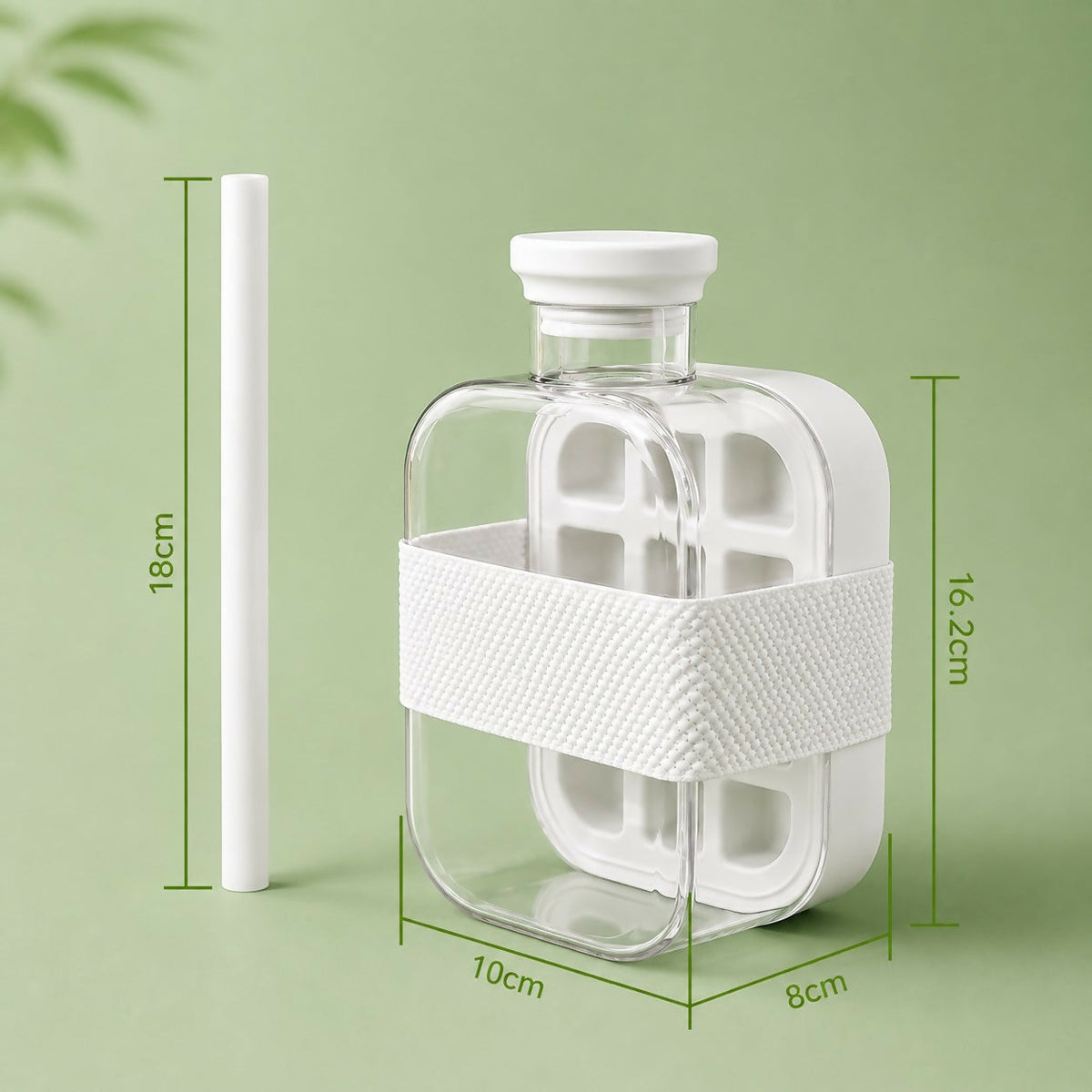 Water Bottle Built-In Ice Mold Leak-Proof Silicone Grip