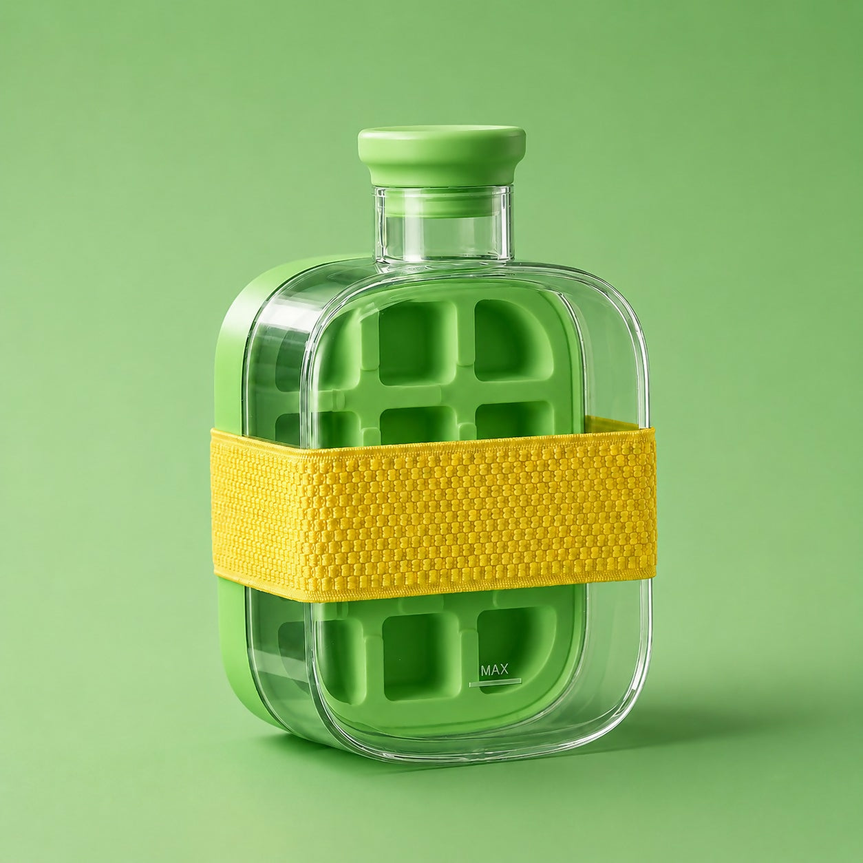 Water Bottle Built-In Ice Mold Leak-Proof Silicone Grip