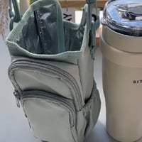 Water Bottle Crossbody Bag Insulated Zippered Adjustable Strap