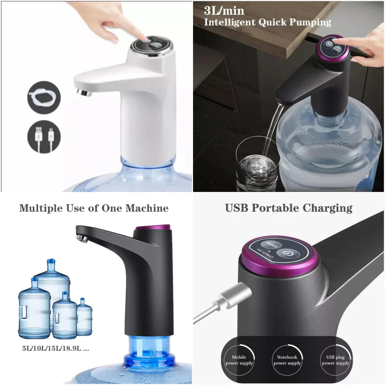 Water Bottle Pump Automatic Dispensing USB Rechargeable