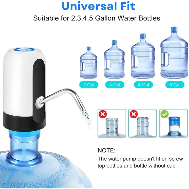 Water Dispenser Pump USB Rechargeable One-Button BPA-Free