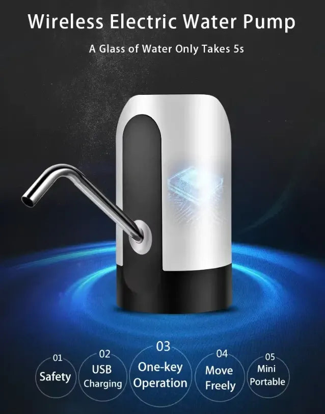 Water Dispenser Pump USB Rechargeable One-Button BPA-Free