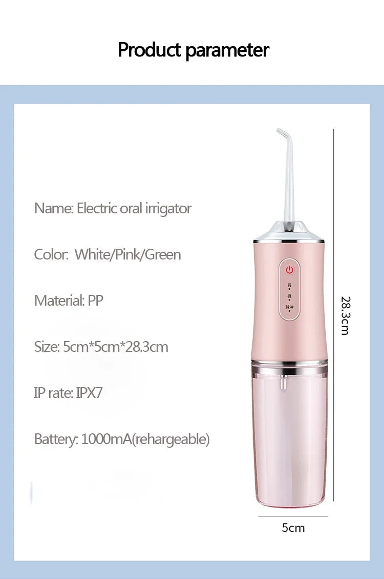Water Flosser Portable IPX7 Waterproof 4 Replaceable Tips
