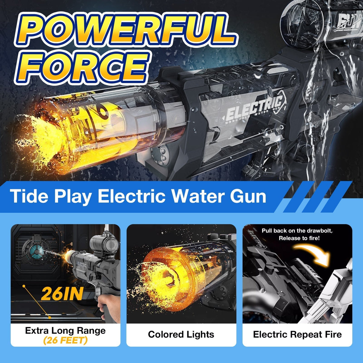 Water Gun Flame Effect Rechargeable 1 Hour Playtime