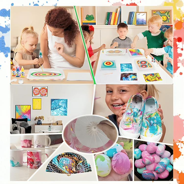 Water Marbling Kit Non-Toxic Washable 6 Or 12 Colors