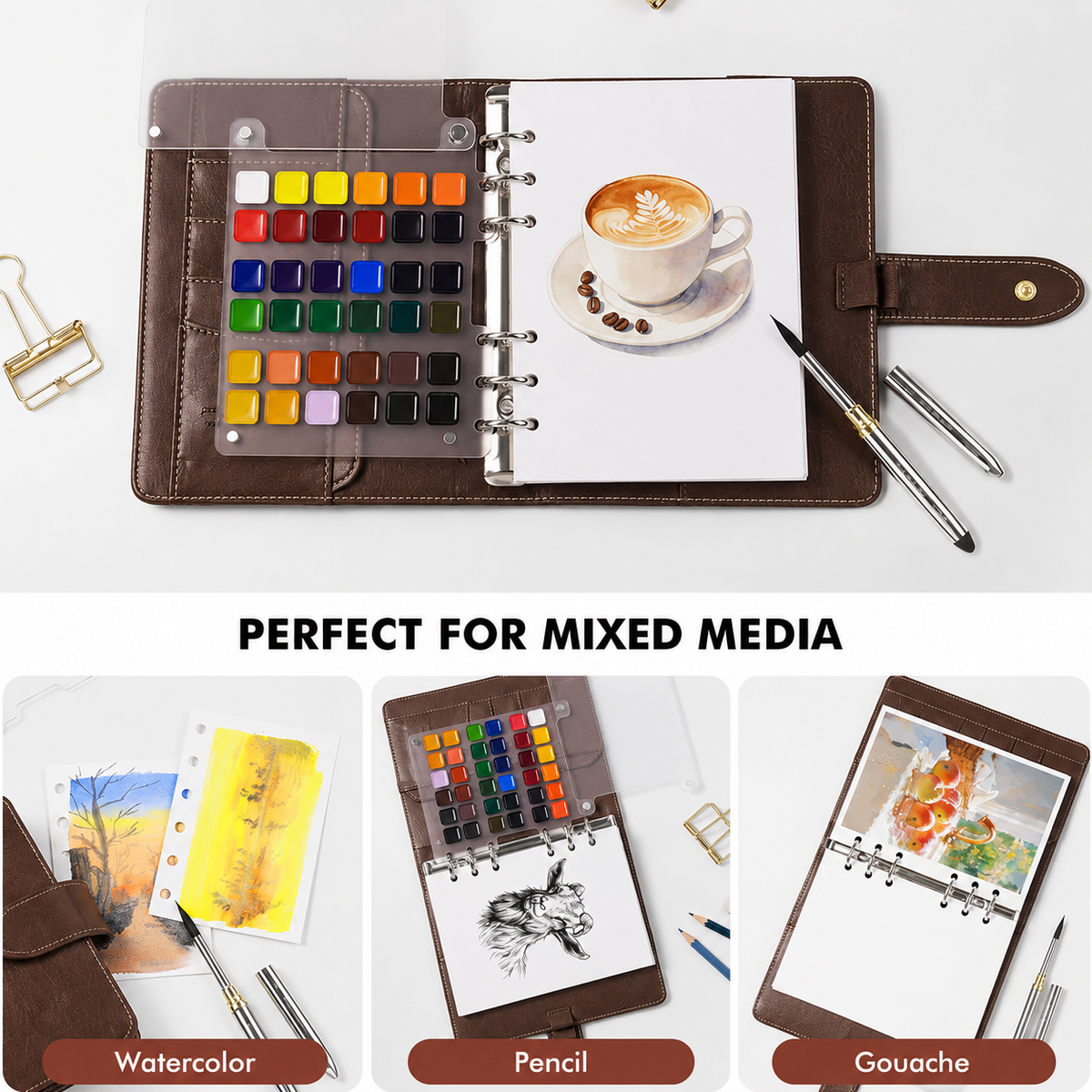 Watercolor Travel Sketchbook Cold-Pressed 300 g/m² Cotton Magnetic Palette