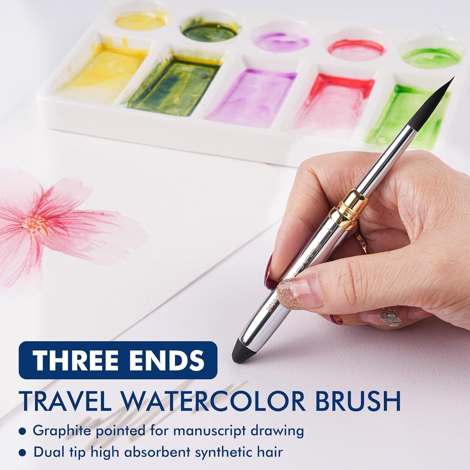 Watercolor Travel Sketchbook Cold-Pressed 300 g/m² Cotton Magnetic Palette