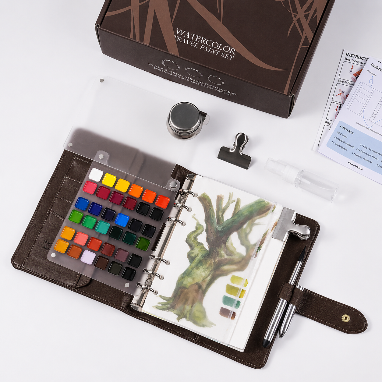 Watercolor Travel Sketchbook Cold-Pressed 300 g/m² Cotton Magnetic Palette