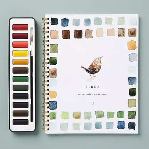 Watercolor Workbook Guided Templates Spiral-Bound Heavyweight Paper