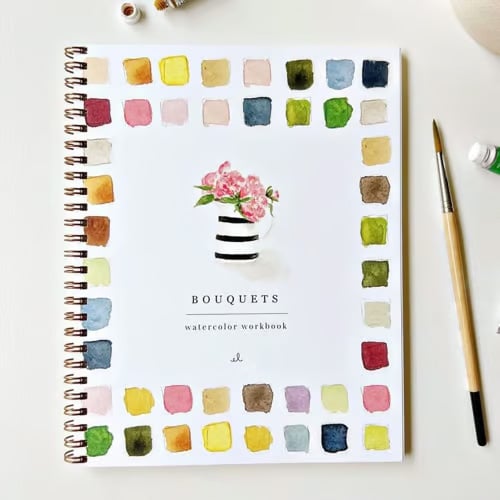Watercolor Workbook Guided Templates Spiral-Bound Heavyweight Paper