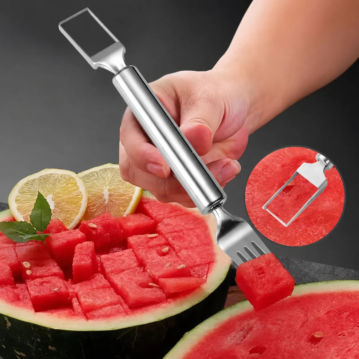 Watermelon Cube Cutter 2-in-1 Stainless Steel Dishwasher Safe