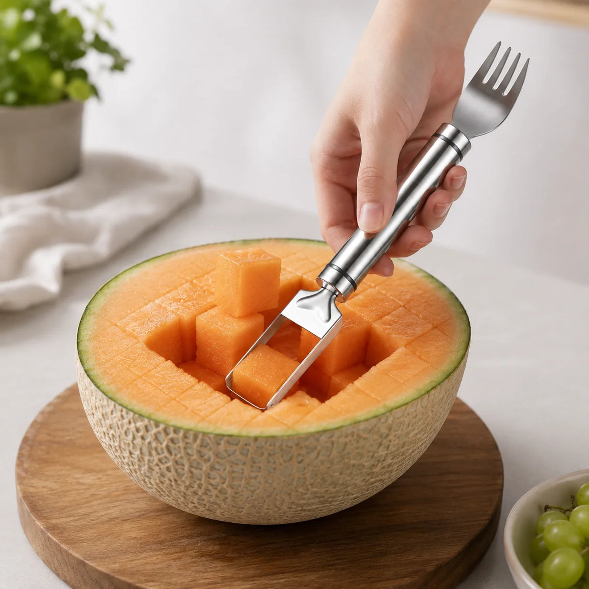 Watermelon Fork 2-in-1 Cutter & Spear Stainless Steel Dishwasher-Safe