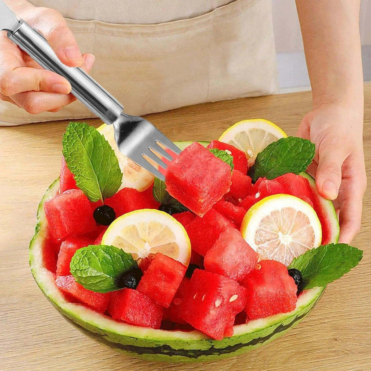 Watermelon Slicer Stainless Steel Cube Cutter & Fork