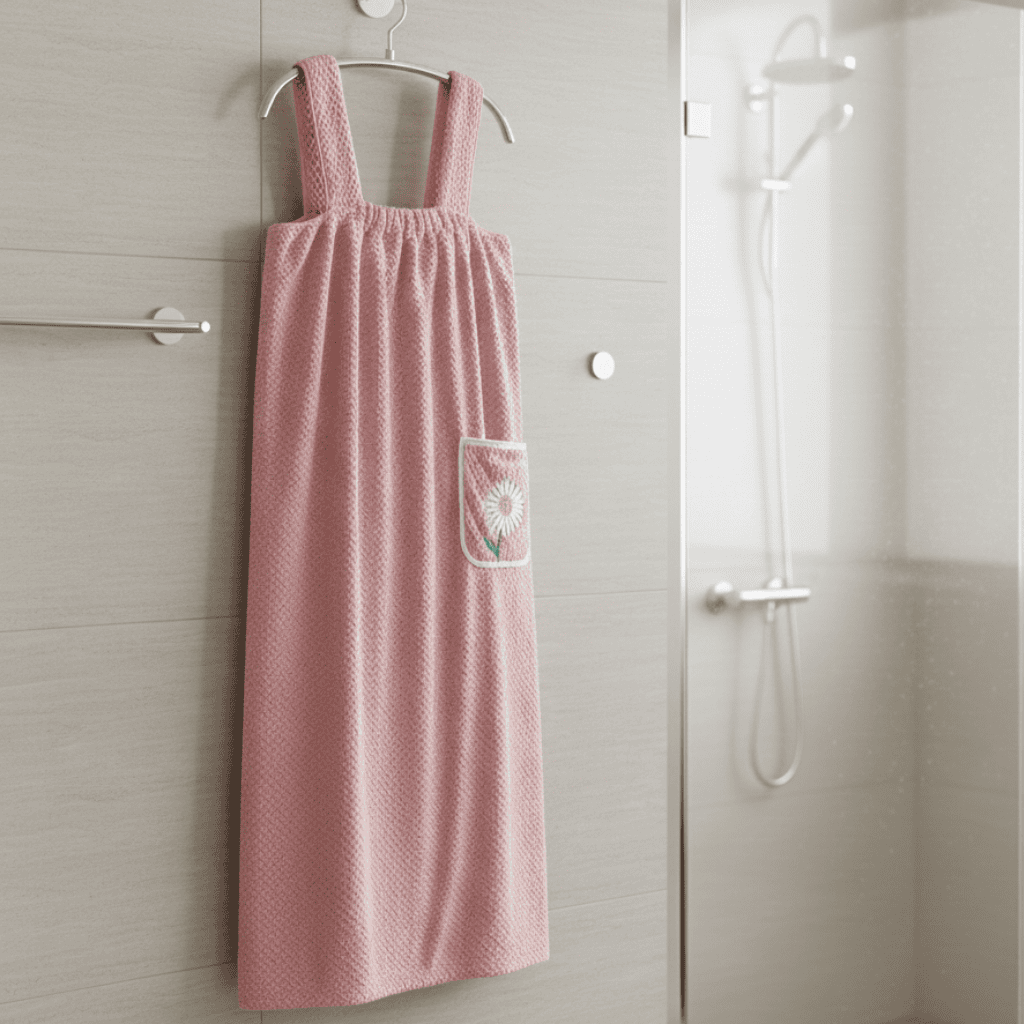 Wearable Bath Towel Quick-Drying Polyester & Hands-Free Straps