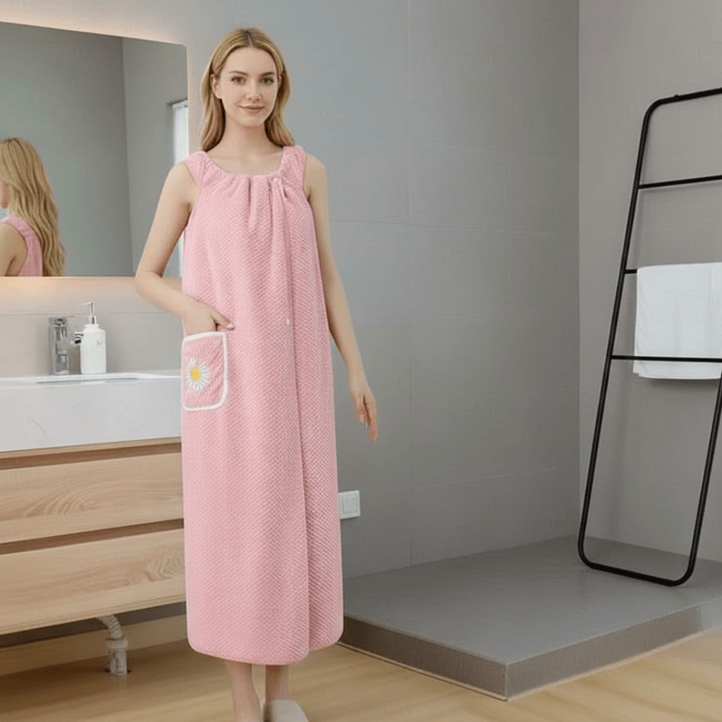 Wearable Bath Towel Quick-Drying Polyester & Hands-Free Straps