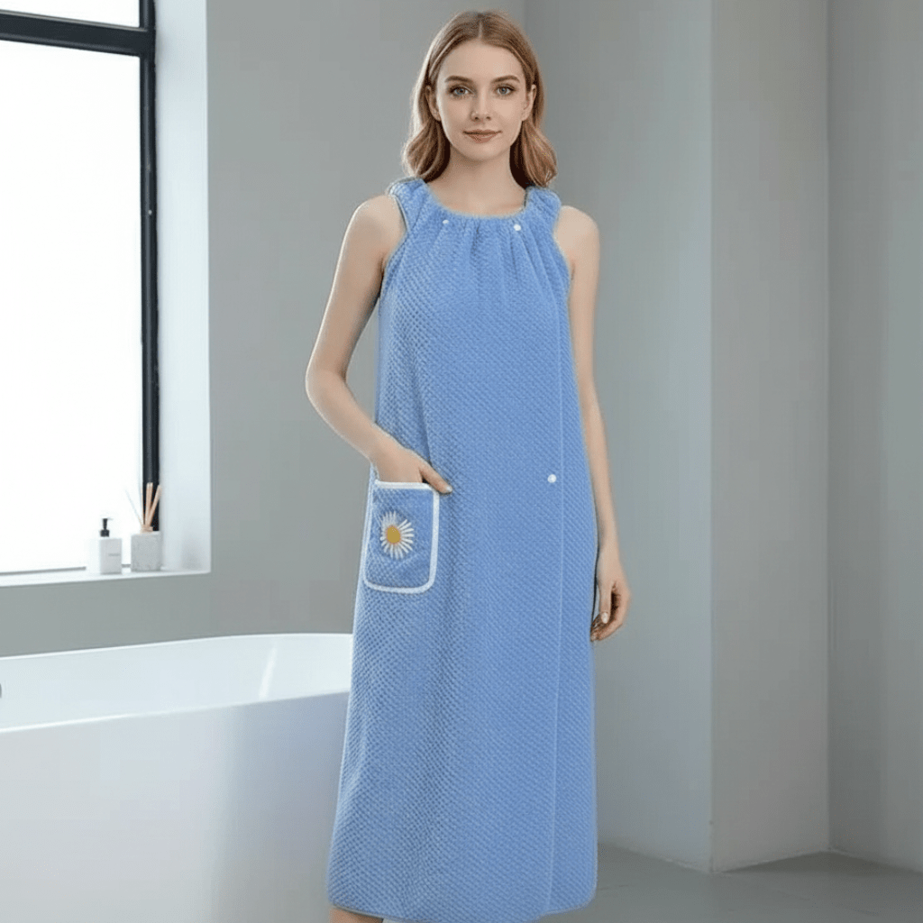 Wearable Bath Towel Quick-Drying Polyester & Hands-Free Straps