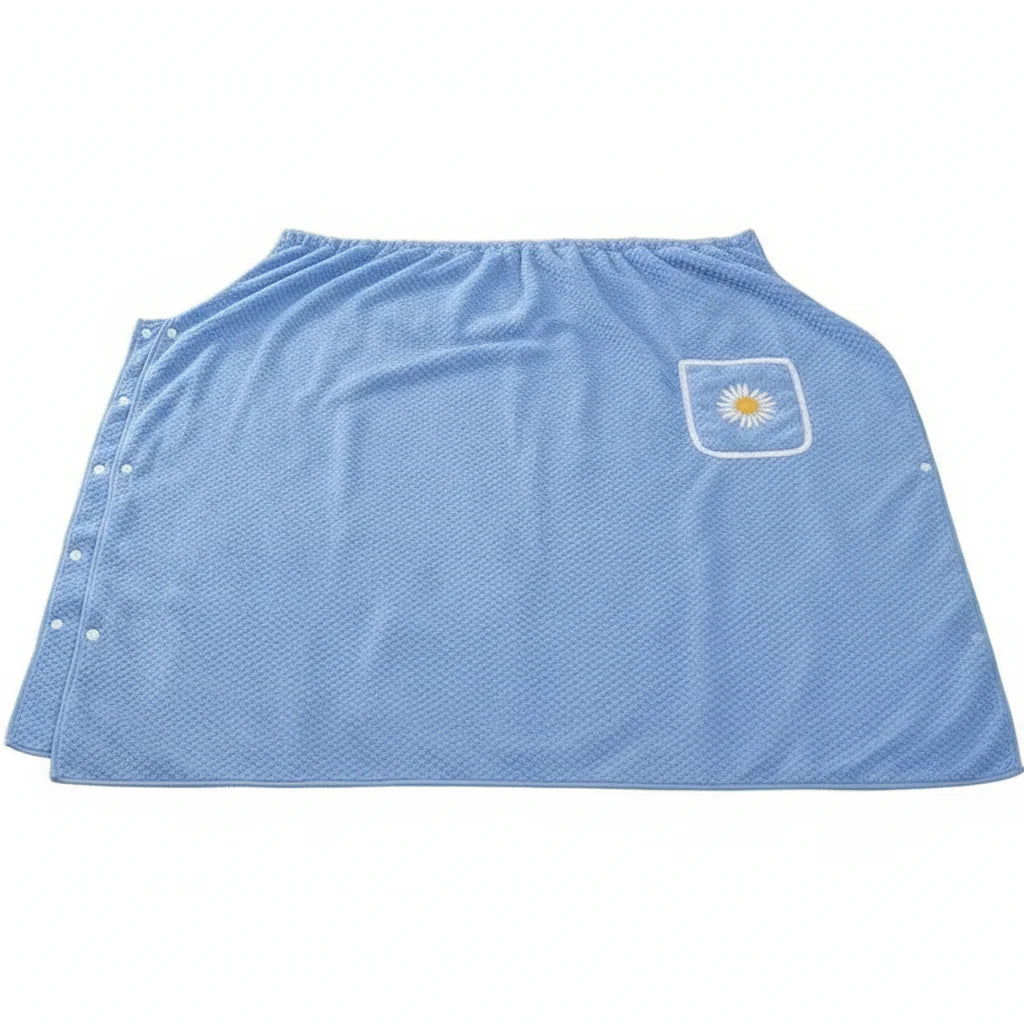 Wearable Bath Towel Quick-Drying Polyester & Hands-Free Straps