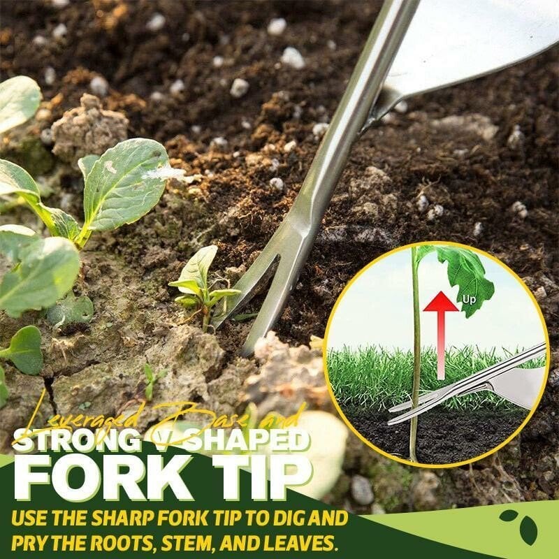 Weed Remover V-Shaped Stainless Steel Blade Ergonomic Ash Handle