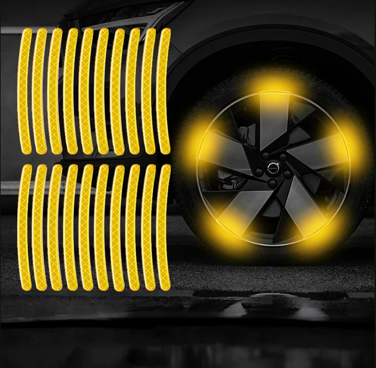 Wheel Reflective Stickers Strong Adhesive Multi-Color Set of 20