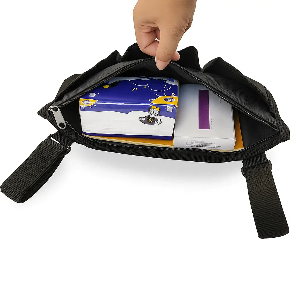 Wheelchair Side Bag Quick-Access Quilted Water-Resistant & Reflective