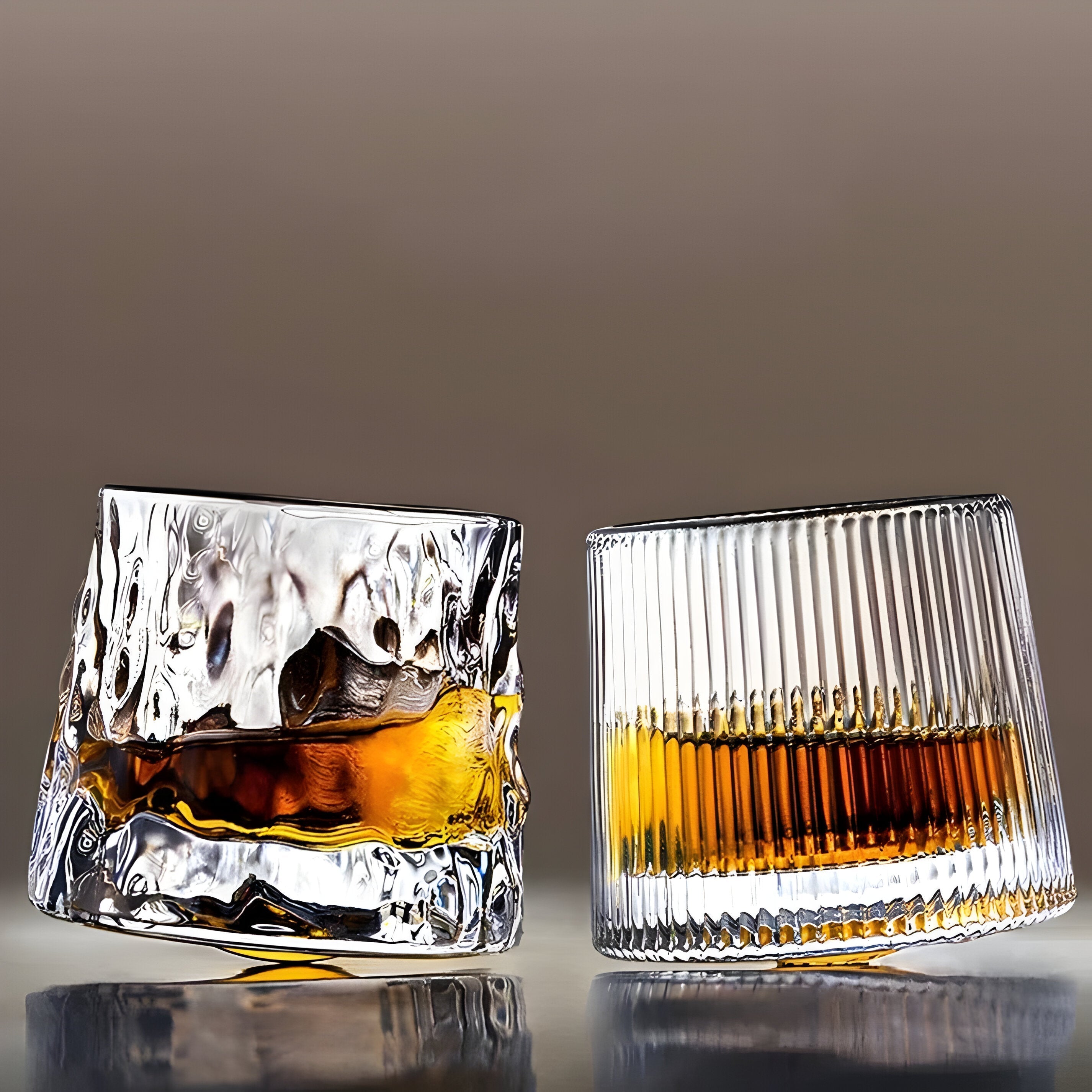 Whiskey Glass 360 Degree Rotating Textured Crystal Weighted Base