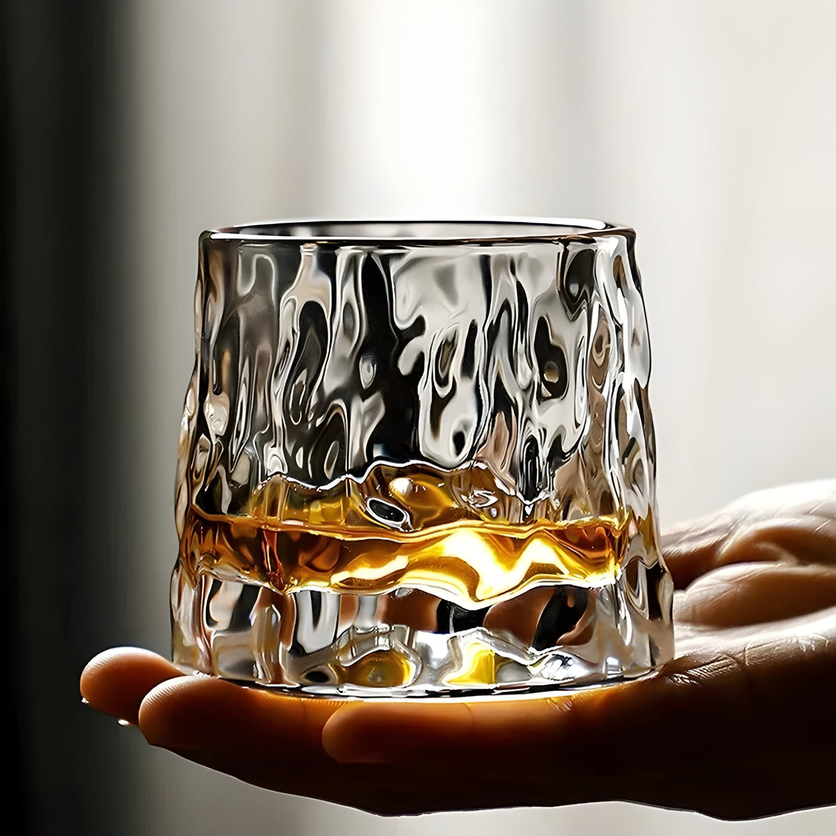 Whiskey Glass 360 Degree Rotating Textured Crystal Weighted Base