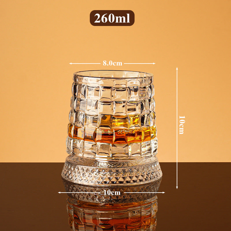 Whiskey Glass 360 Rotation Embossed Crystal Lead-Free