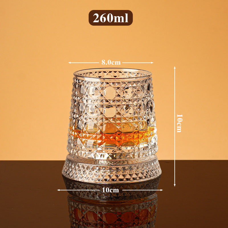 Whiskey Glass 360 Rotation Embossed Crystal Lead-Free