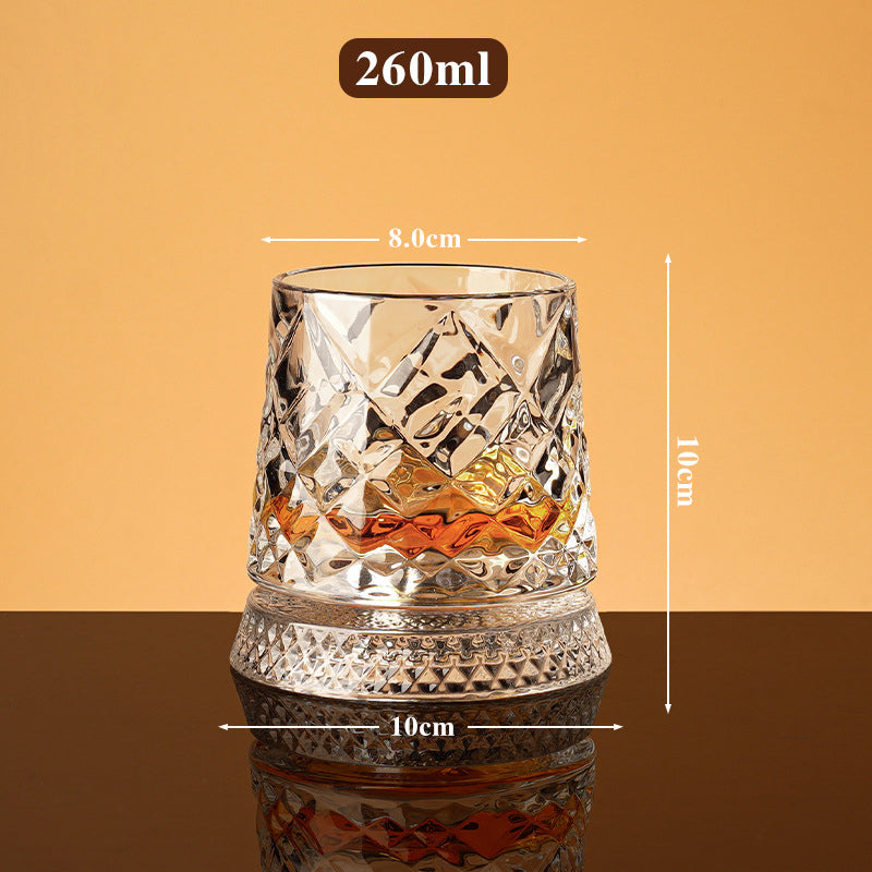 Whiskey Glass 360 Rotation Embossed Crystal Lead-Free