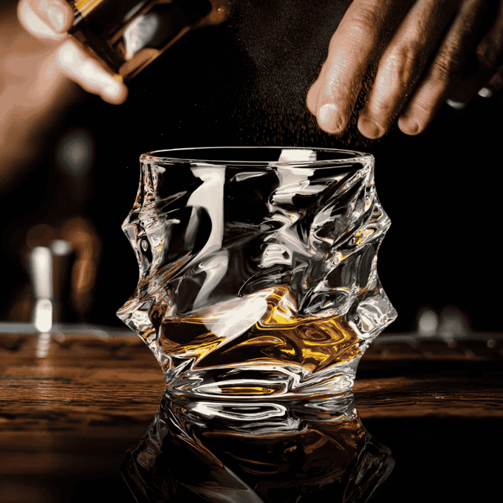 Whisky Glass Faceted Crystal Heavy Base