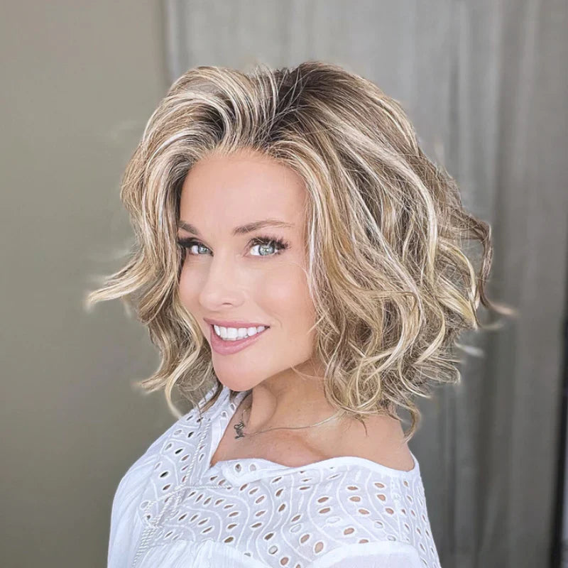 Wig Short Bob Ombre Blonde Real Hair
