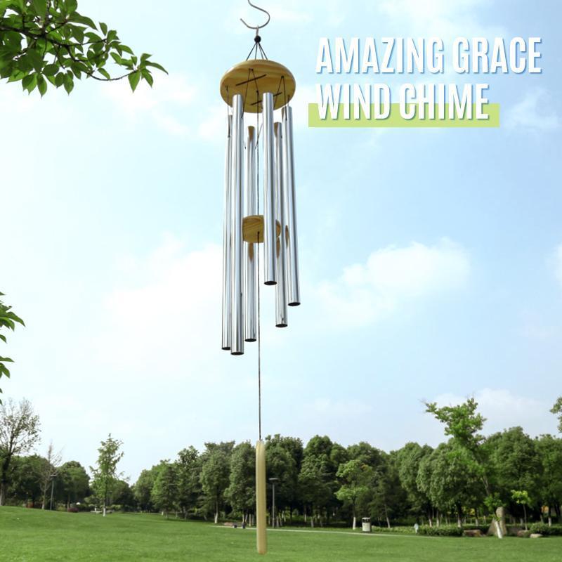 Wind Chime Hand-Tuned Amazing Grace Ash Wood & Aluminum