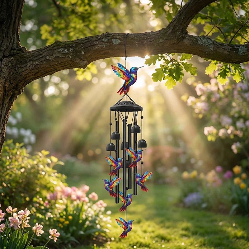 Wind Chime Hummingbird Design Anodized Aluminum