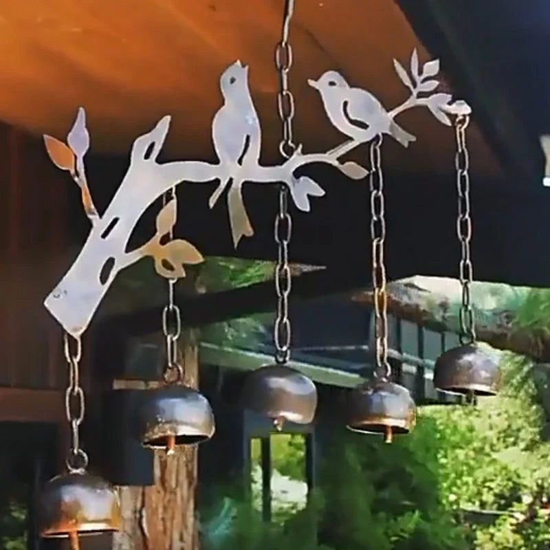 Wind Chime Weatherproof Iron Bird Motif Four Tuned Bells