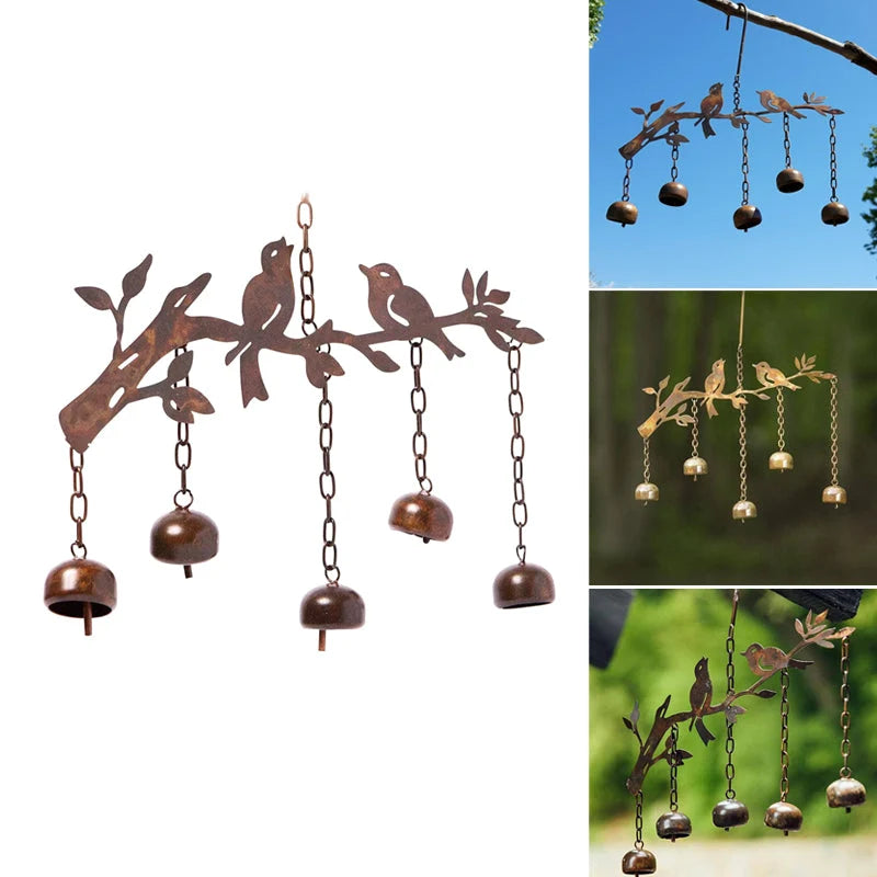 Wind Chime Weatherproof Iron Bird Motif Four Tuned Bells