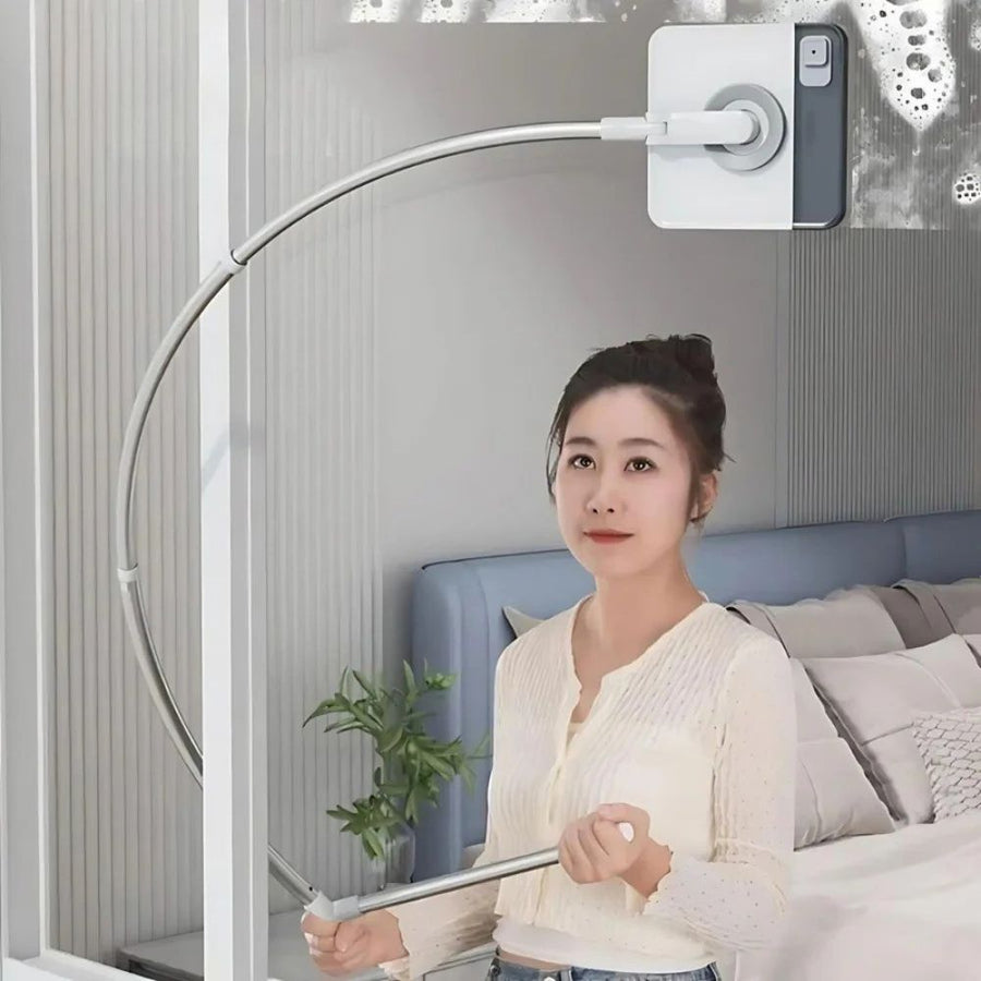 Window Cleaner Magnetic Double-Sided Extendable Curved Arm Microfiber Pads