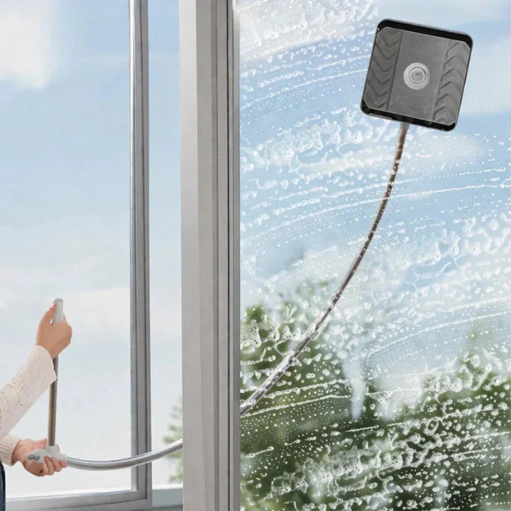 Window Cleaner Magnetic Double-Sided Extendable Curved Arm Microfiber Pads