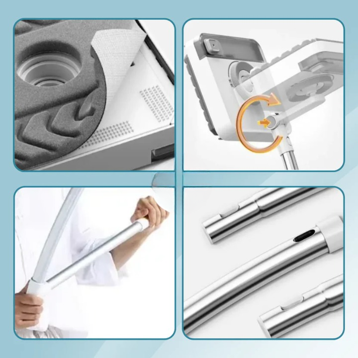 Window Cleaner Magnetic Dual-Sided Microfiber Pads & Extendable Handle