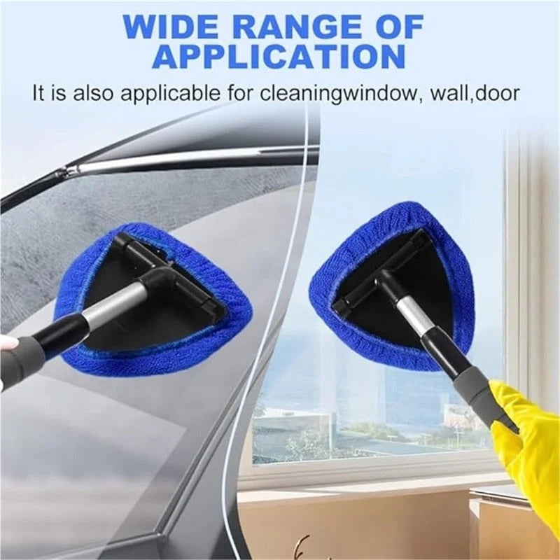 Window Cleaner Rotating Microfiber Telescopic Handle 3 Washable Replacements