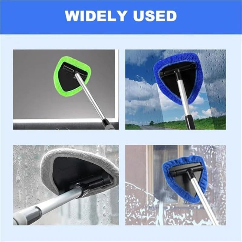 Window Cleaner Rotating Microfiber Telescopic Handle 3 Washable Replacements