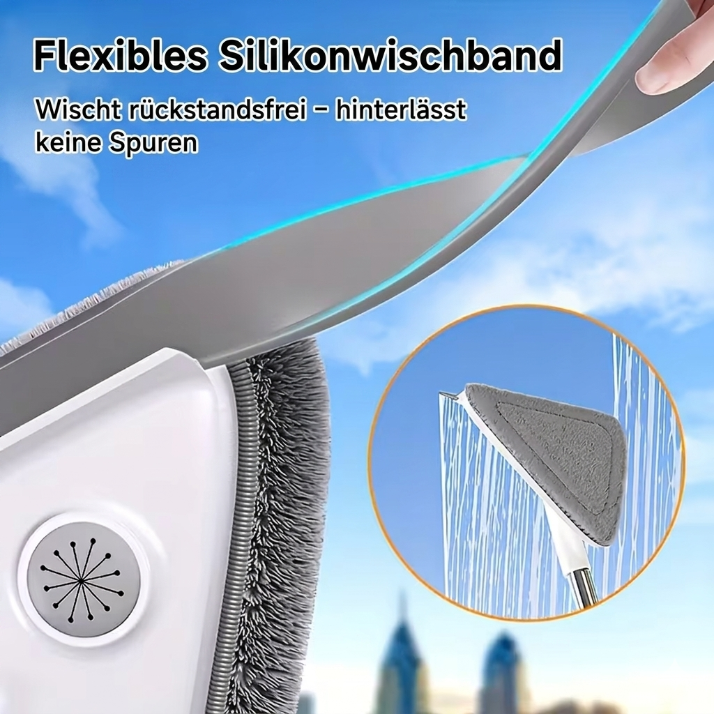 Window Cleaner Triangular 360° Swivel Extendable Stainless Steel Handle