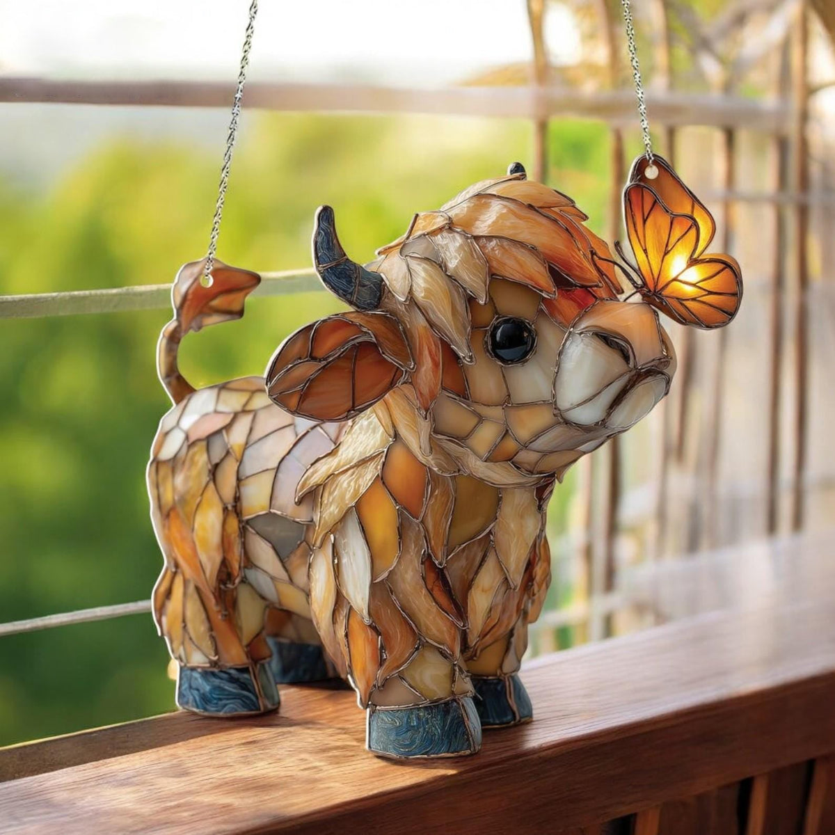 Window Decoration Stained Glass-Style Metal Chain Included