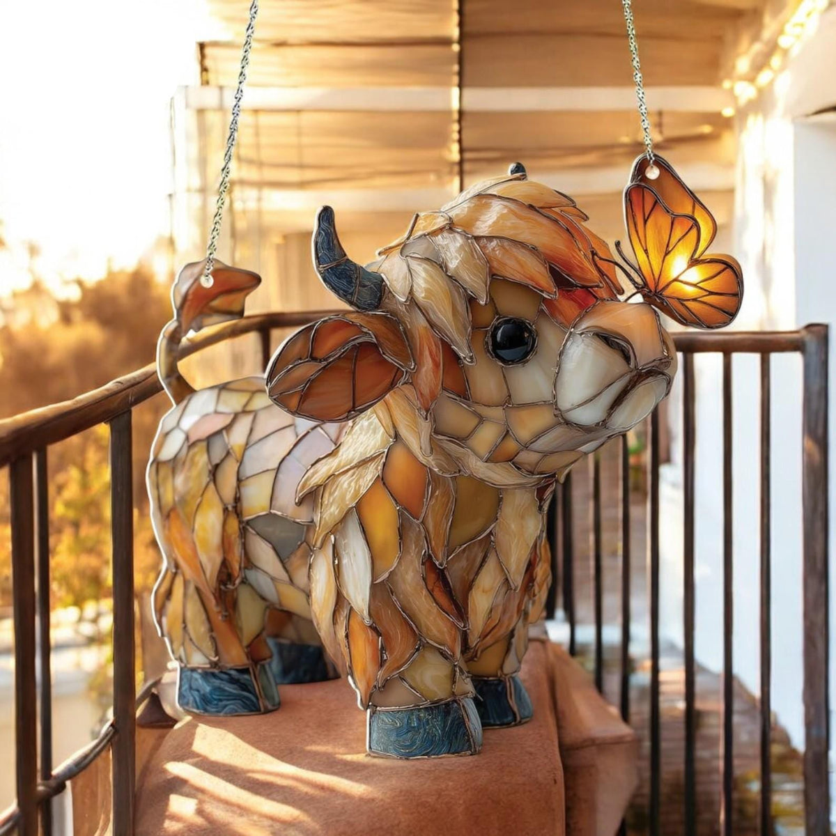 Window Decoration Stained Glass-Style Metal Chain Included