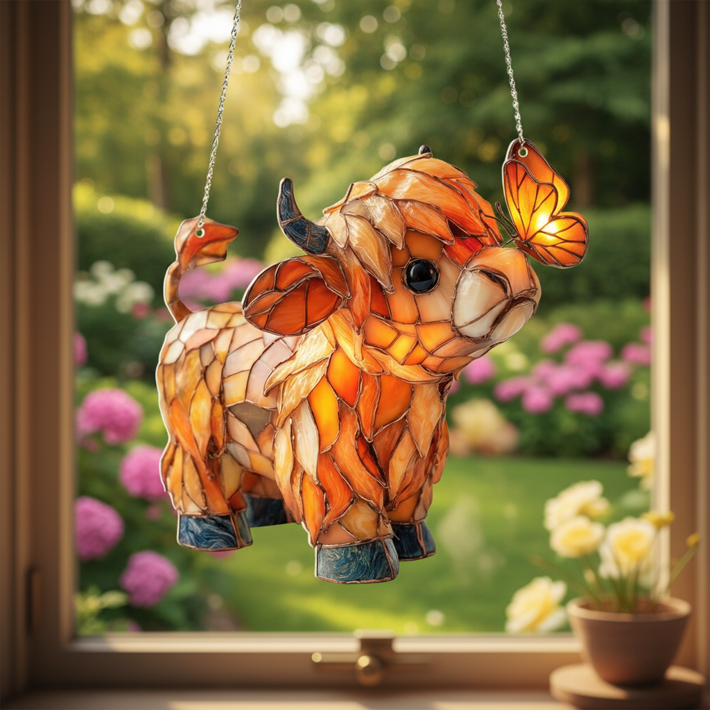 Window Decoration Stained Glass-Style Metal Chain Included