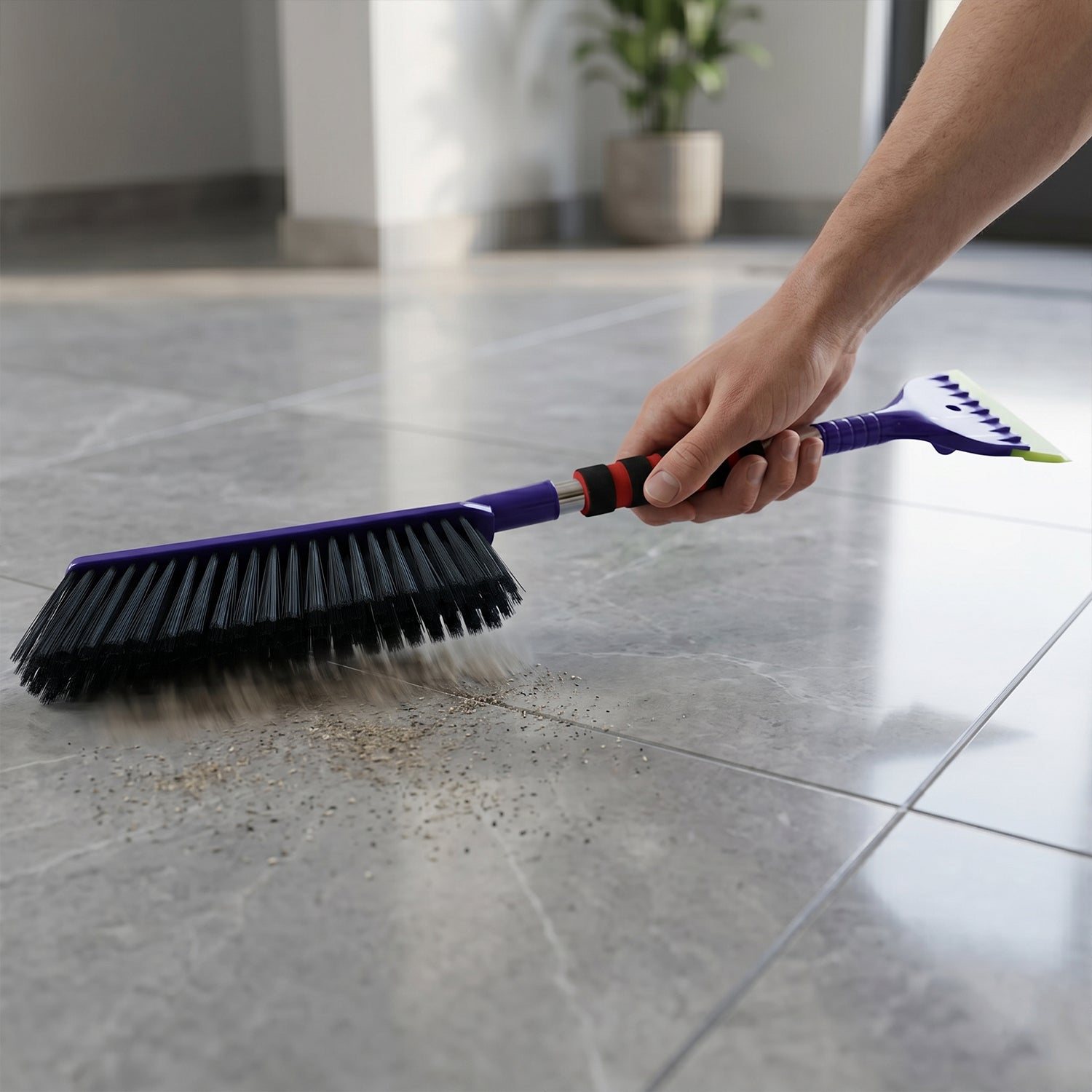 Window Frame Cleaning Brush 2-in-1 Scraper Non-Slip Handle