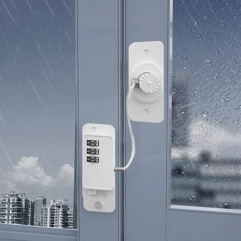 Window Lock Self-Adhesive No-Drill 3-Digit Combination & Key