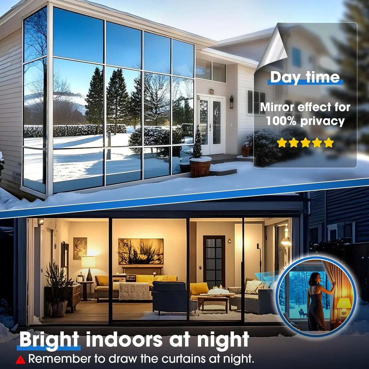 Window Privacy Film Daytime One-Way 99% UV Protection