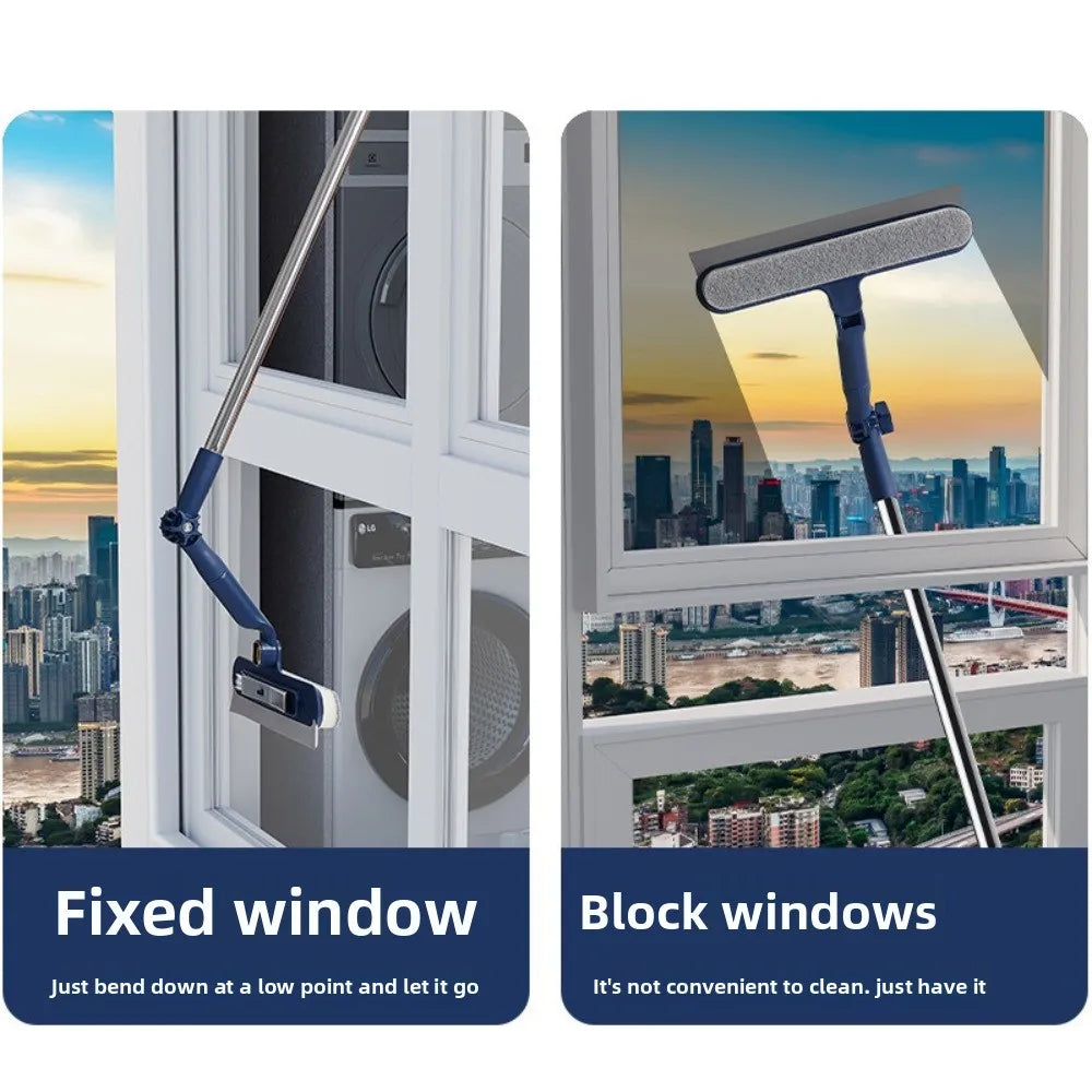 Window Squeegee Extendable Handle Swivel Head Microfiber Pad