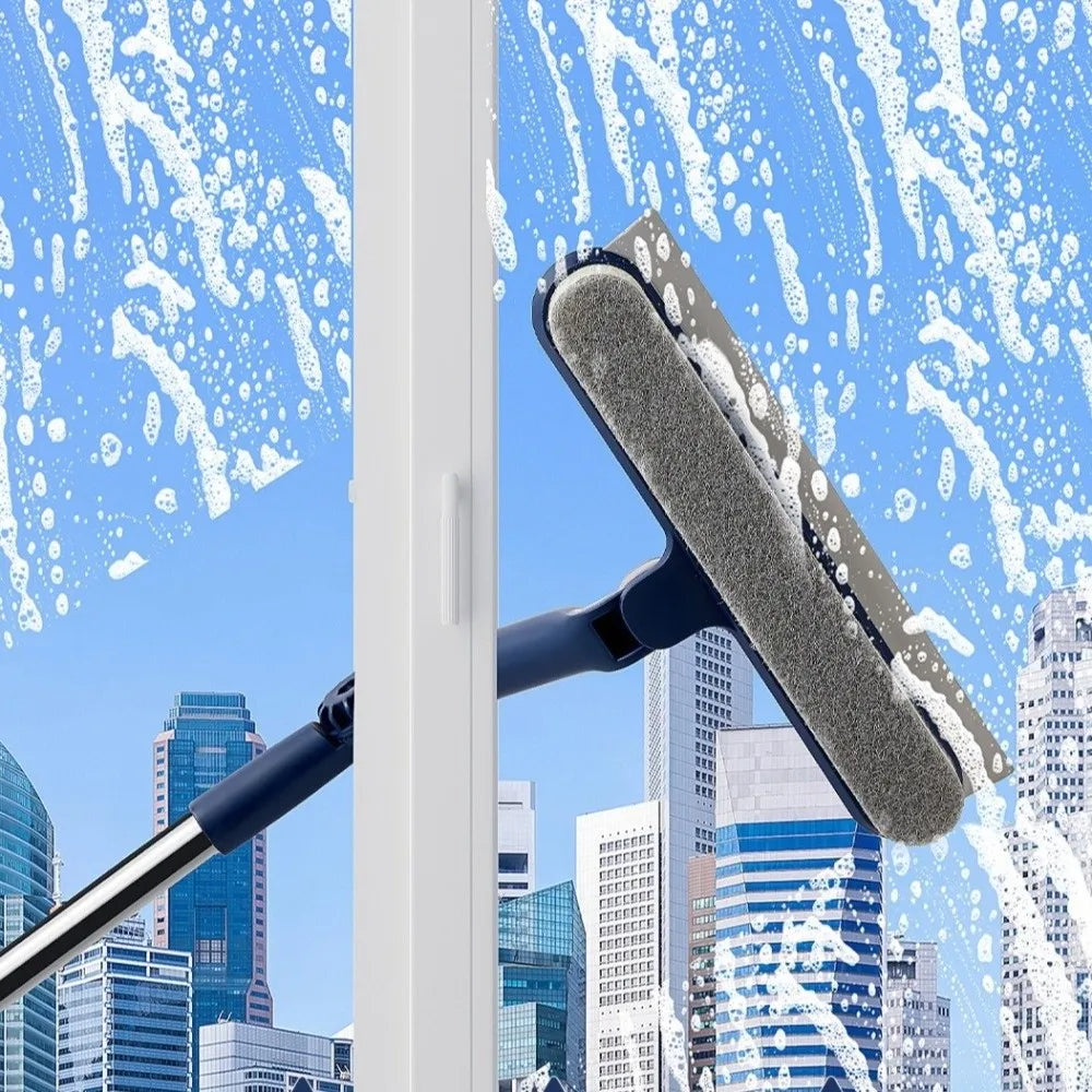 Window Squeegee Extendable Handle Swivel Head Microfiber Pad